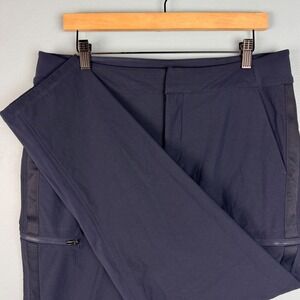 Athleta Wander Hybrid Pant Women's 14 Navy Blue Zip Pocket Nylon Blend Stretch